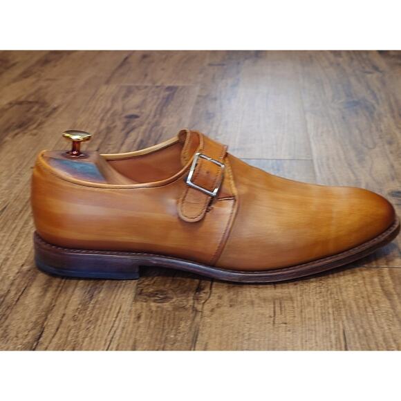 Allen Edmonds Plymouth Light Tan Monk Strap Leather Oxfords Dress Shoes 9.5D